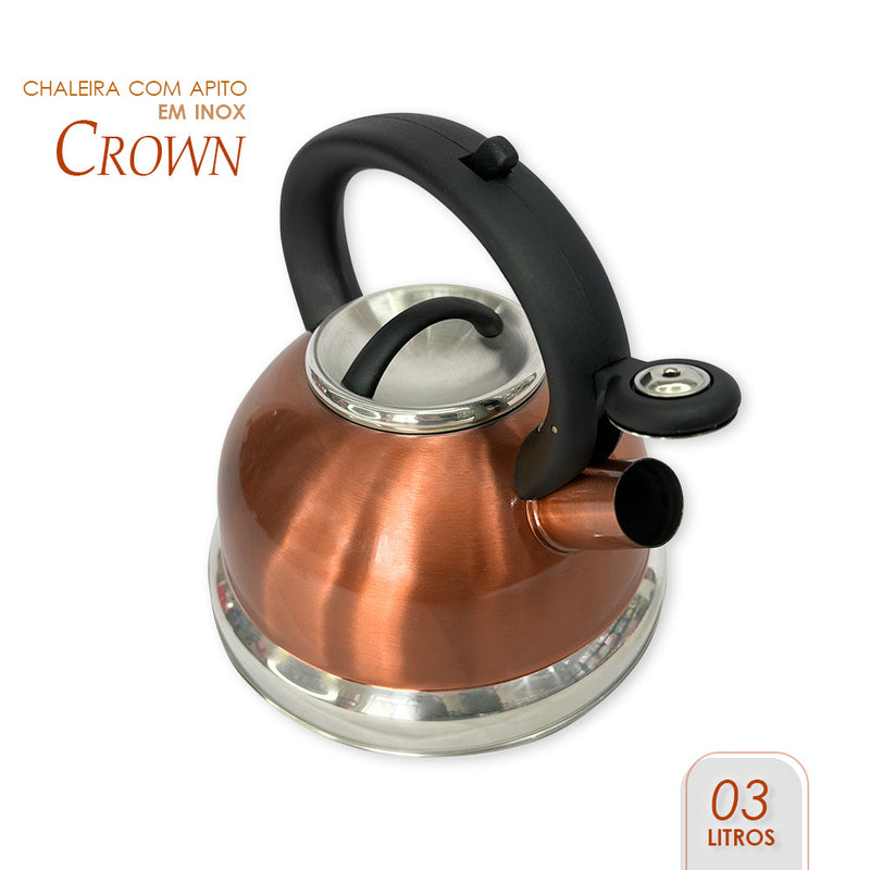 Chaleira Inox  Com Apito Crown Bronze 3 Litros - Bronze