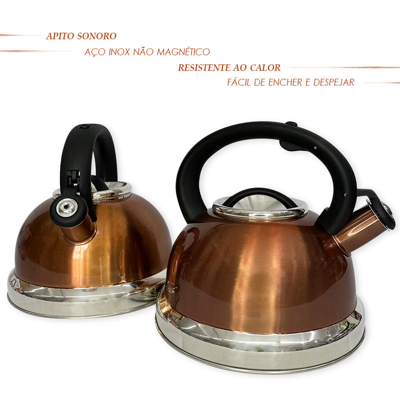 Chaleira Inox  Com Apito Crown Bronze 3 Litros - Bronze