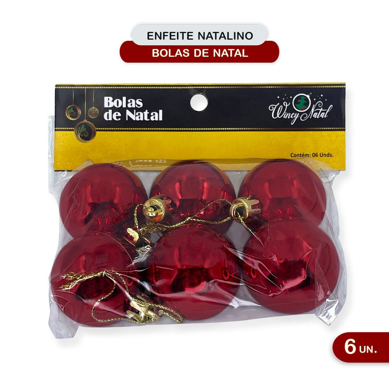 Kit 6 Bolinhas 4cm Enfeitar Decorar Pendurar Árvore Natal