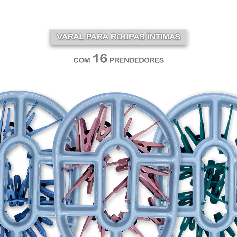 Varal Oval Roupas Íntimas 16 Prendedores Meias Calcinhas