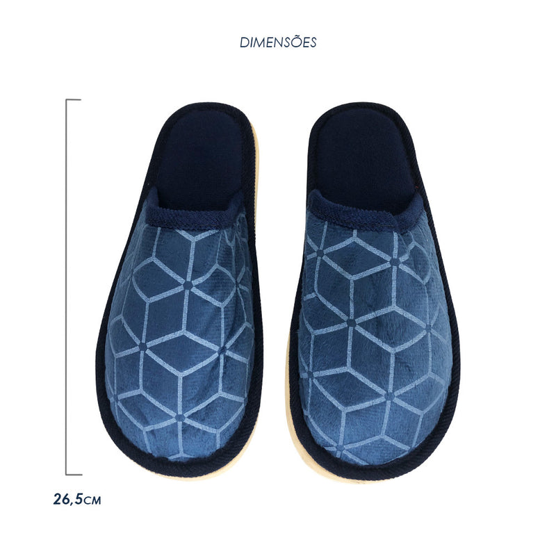 Pantufa Masculina Macia Estampada Azul 40/41