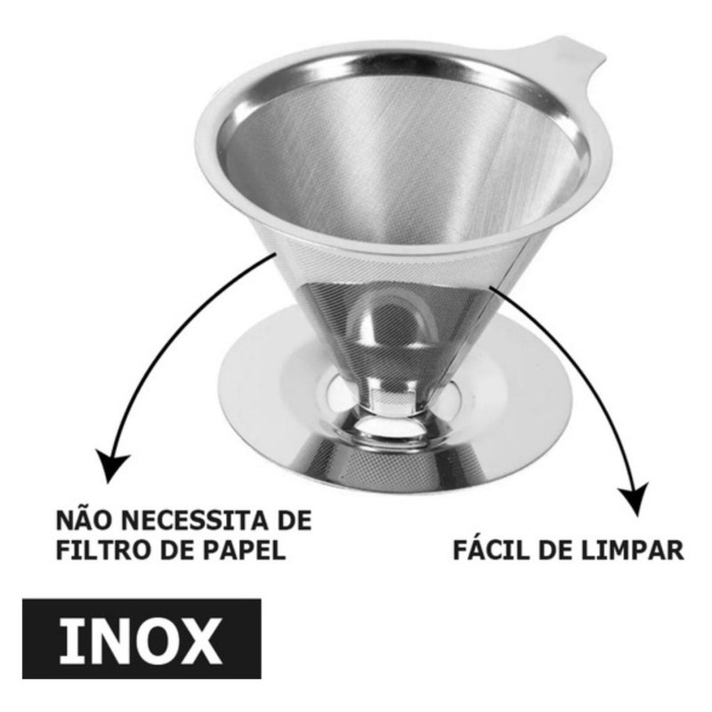 Coador De Café Pour Over Aço Inox - Não Precisa De Filtro