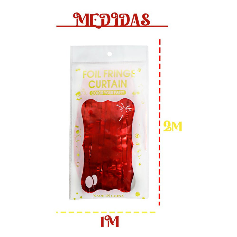 Cortina Metalizada Fitas Para Decoração Vermelho