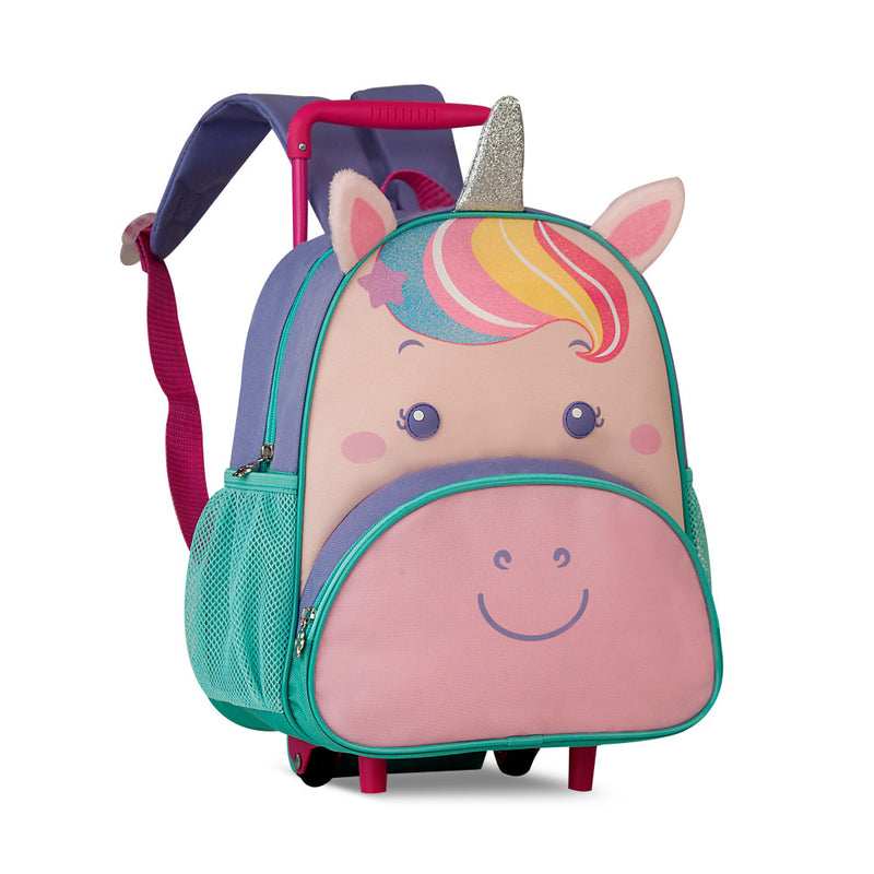 Mochila Infantil Com Rodinhas Unicornio - Roxo